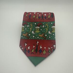 Dr. Seuss Grinch Christmas Necktie Holiday Cartoon Character Red Green Tie